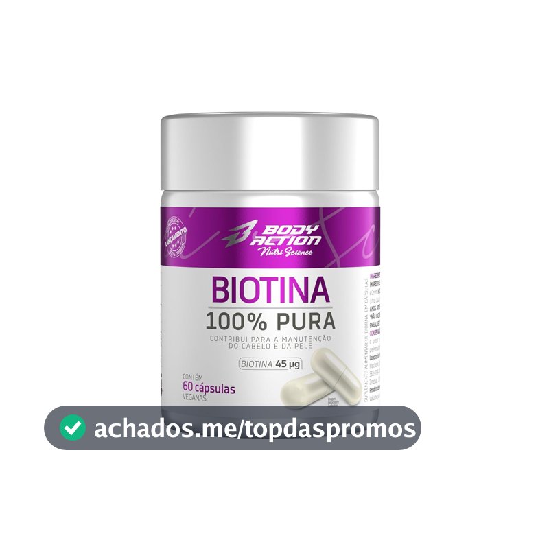 Biotina 100% Pura 60 Cápsulas Bodyaction