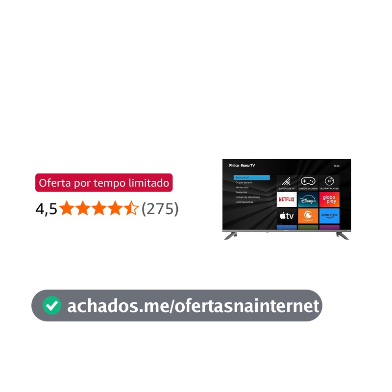Smart TV 43" Philco Roku TV HDR10 Dolby Áudio