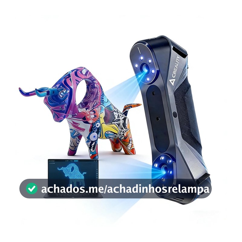 Creality Raptor Scanner 3D para Impressão 3D, Scanner 3D Portátil com 7 Linhas de Laser Azul, Precisão de 0,02mm Até 60fps Velocidade de Digitalização Completa em Cor de 24 Bits para Windows macOS