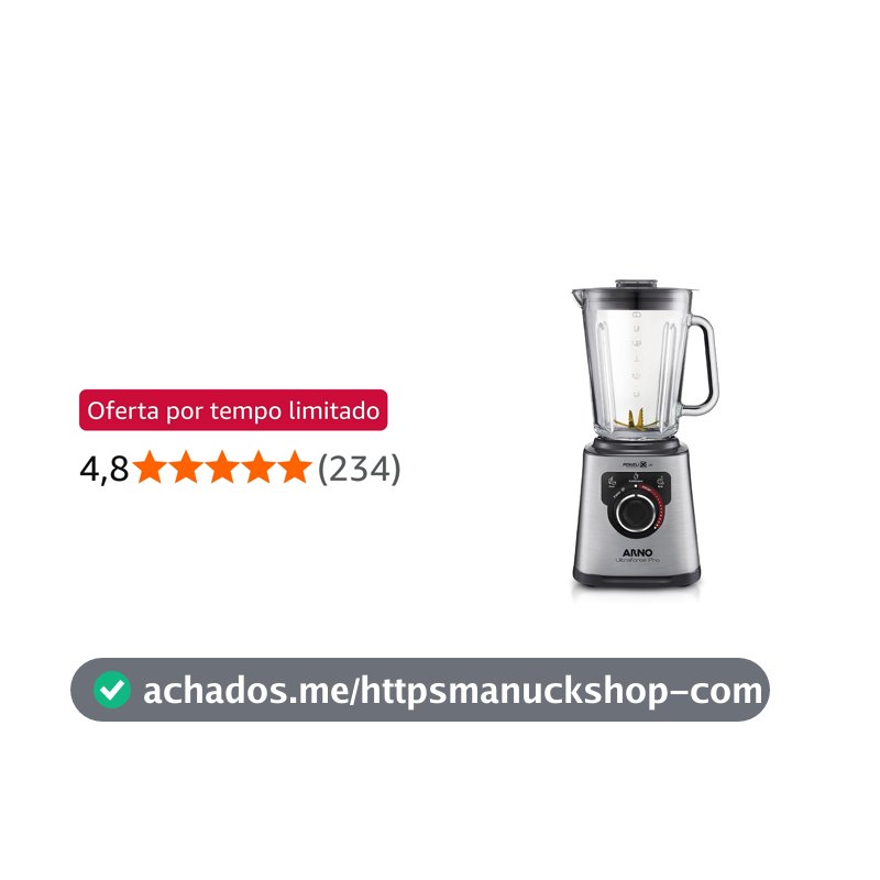 Liquidificador Arno Ultraforce Pro 1100W LN93, com App de Receitas, 6 Lâminas Powelix Life, Jarra de Vidro 2L, Resistente a Choque Térmico e Corpo Inox, Tecnologia Limpa Fácil, 110V