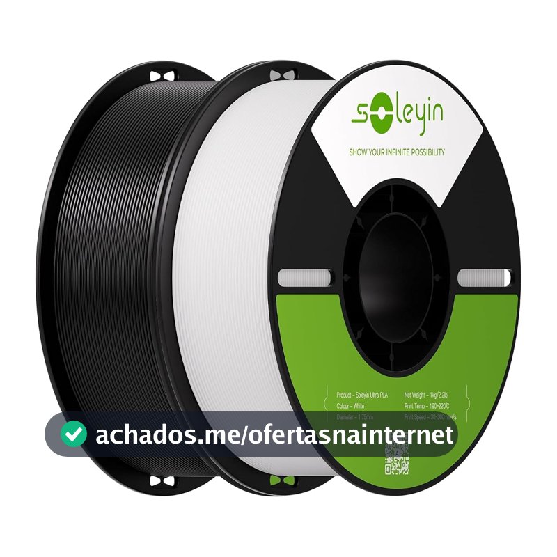 Creality Filamento Soleyin PLA 1,75 mm 2kg, Branco e Preto, precisão de ±0,02 mm, forte aderência, impressão em alta velocidade 300 mm/s, sem deformações, compatível com a maioria das impressoras FDM