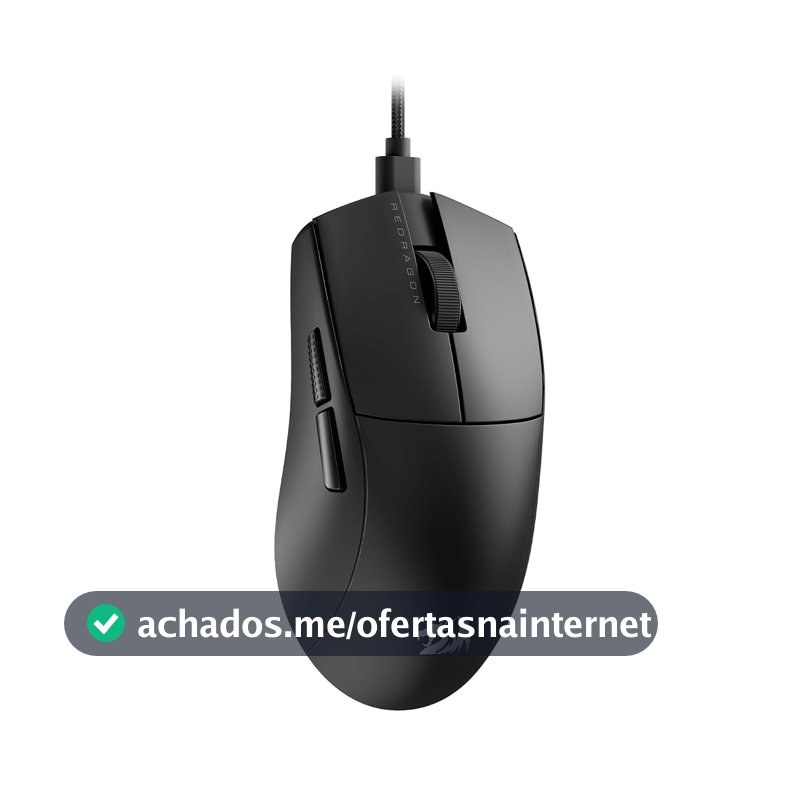 Mouse Gamer Redragon K1ng 1K Preto PAW3327 Cabo USB Tipo-C Removível 12400 DPI M724