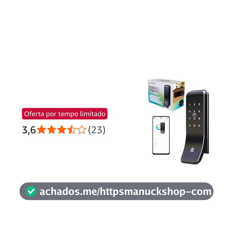 Smart Fechadura Digital Wi-Fi de Sobrepor Positivo Casa Inteligente, Abertura por Senha, Biometria, Tag, Chave e Aplicativo, Fechamento Automático – Preta