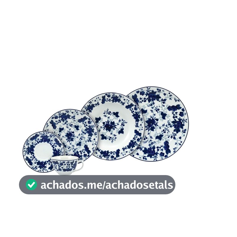 Serviço de Jantar e Chá 20 peças em Porcelana - Modelo Redondo Izabel - Decoração Folhagem - Porcelana Real by Schmidt