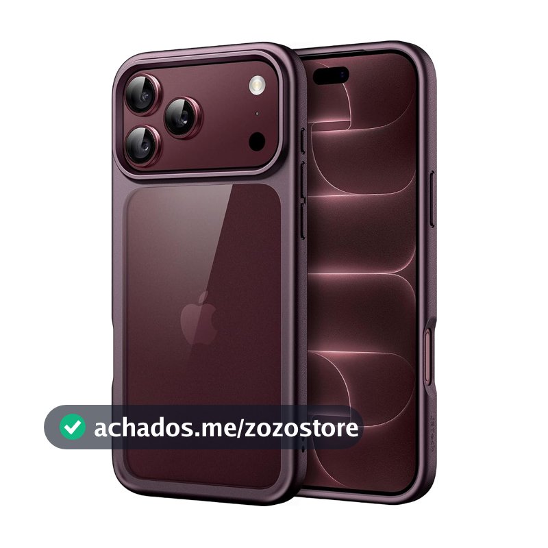 JETech Capa Bumper com Traseira Claro para iPhone 18 Pro, Cereja Escura