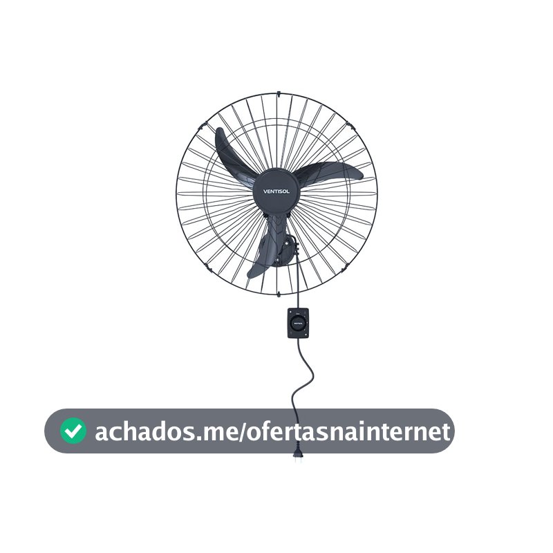 Ventilador de Parede Oscilante 60cm Bivolt Preto Ventisol