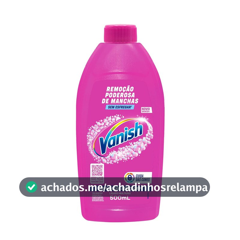 Tira Manchas Líquido Vanish Oxi Action Pink 500ml para Roupas Coloridas. Sem Cloro, Remove Manchas sem Danificar o Tecido, Preserva as Cores e Deixa as Roupas com Aparência de Novas.