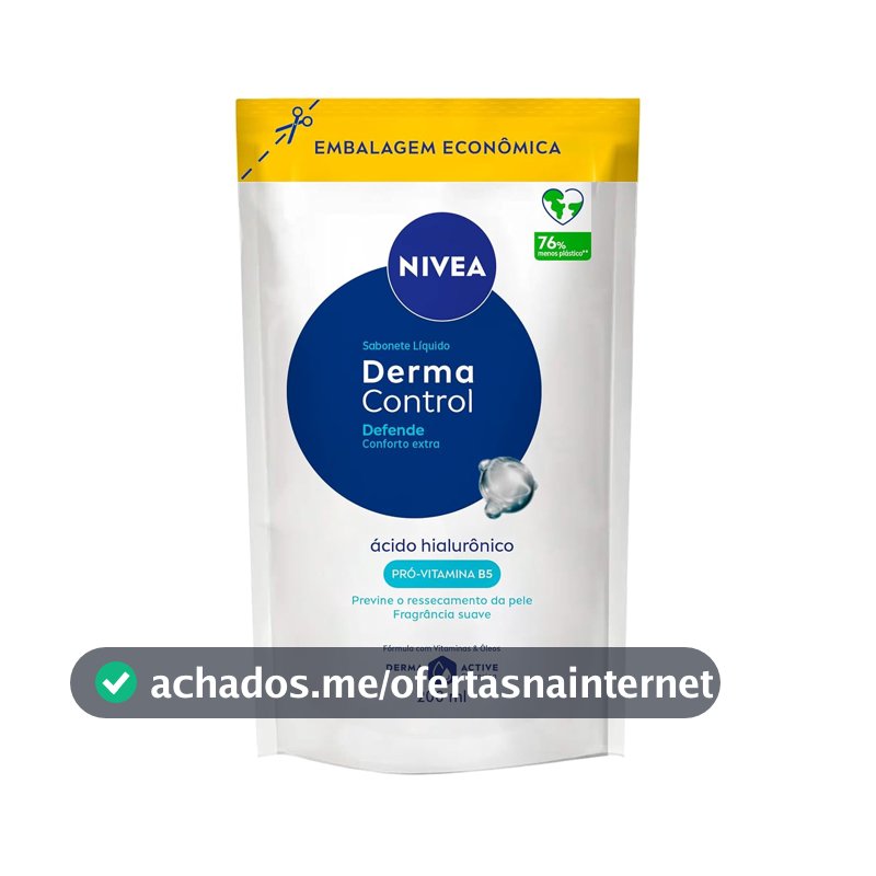 NIVEA Sabonete Líquido Derma Control Defende 200ml, Limpeza Corporal, Previne Ressecamento, Ácido Hialurônico, Pele Suave