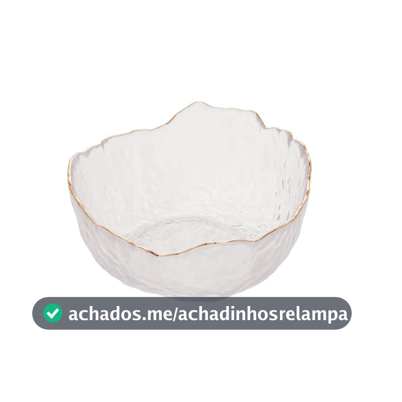 WOLFF - Bowl de Cristal Martelado com Borda Dourada Taj 720ml