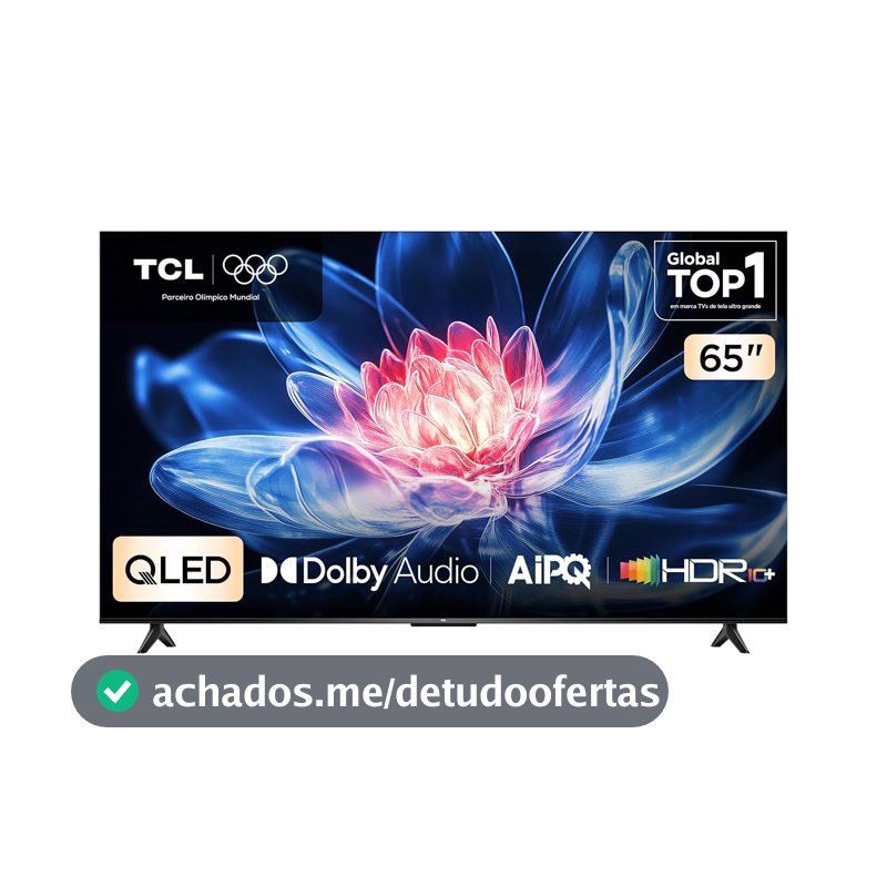 Smart TV TCL 65 Polegadas QLED 4K T6C WiFi Bluetooth Google TV Tela HVA e HDR10+ 65T6C