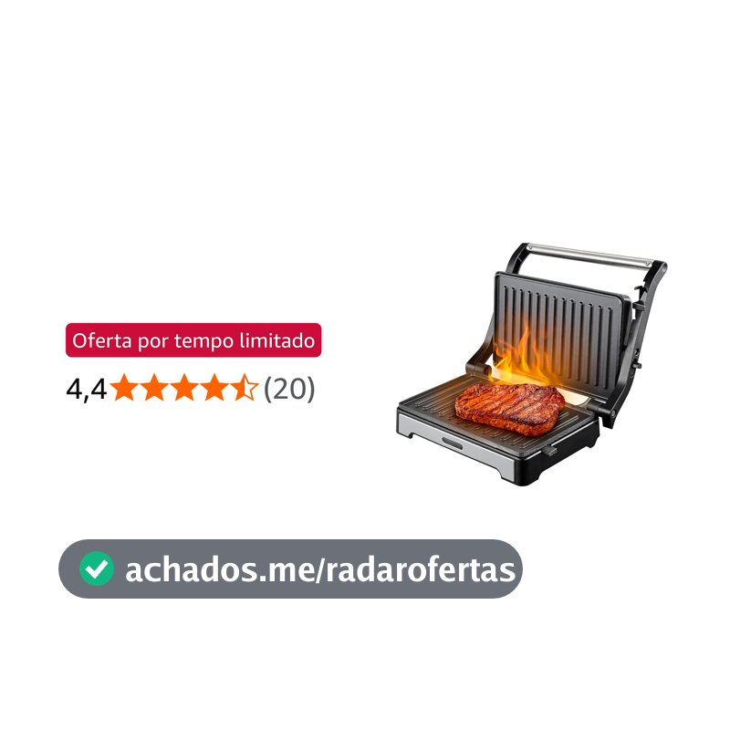 Sanduicheira e Mini Grill HQ 180º 1000W Antiaderente Inox HQ-SG002 220V