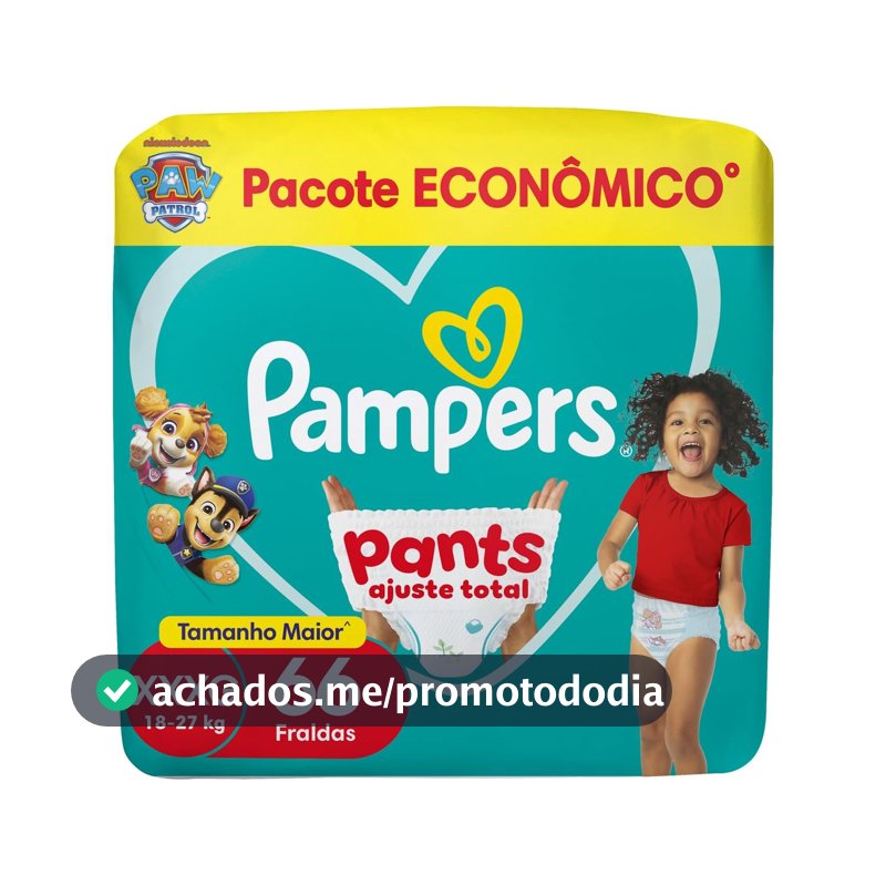 Fralda Pampers Pants Ajuste Total Tamanho XXXG, 66 Unidades