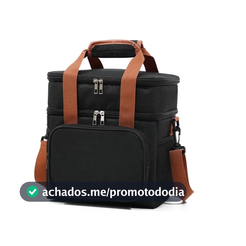 Bolsa Termica Marmita Lancheira Grande Alça Ombro Trabalho Passeio Academia Dois Andares (Bolsa Preta)