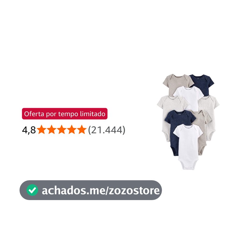 Body Pacote com 8 bodies de manga curta Simple Joys by Carter'sUnisex Bebê