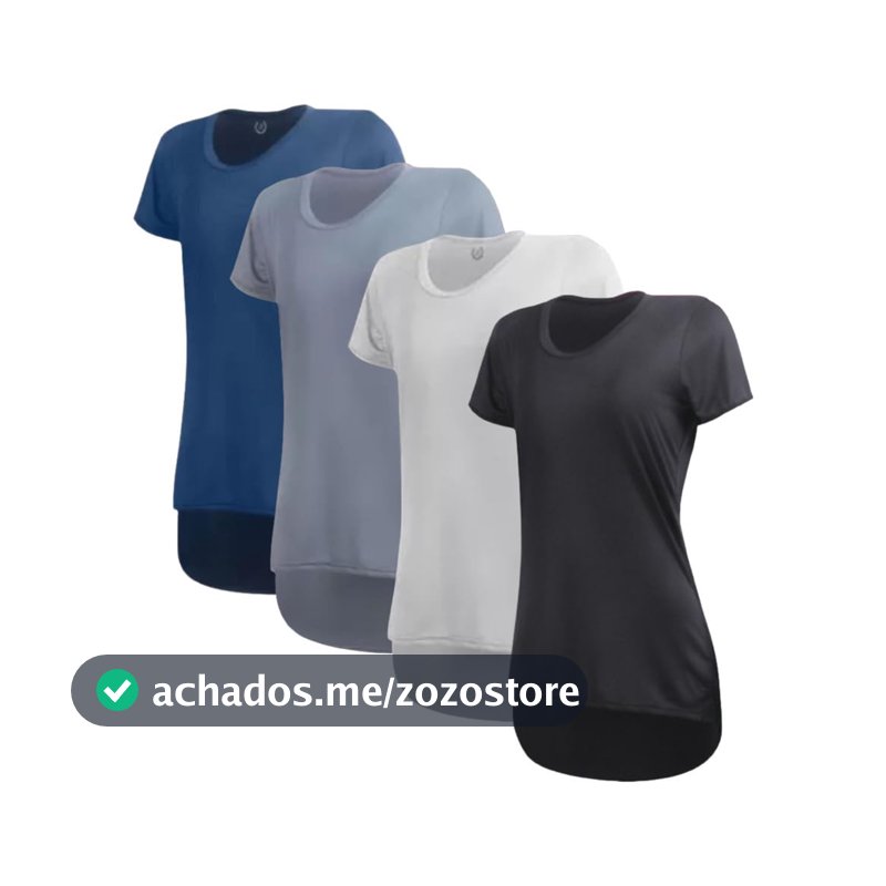 Kit 4 Camisetas Femininas Dry Fit Poliéster Tapa Bumbum Mullet Proteção UV