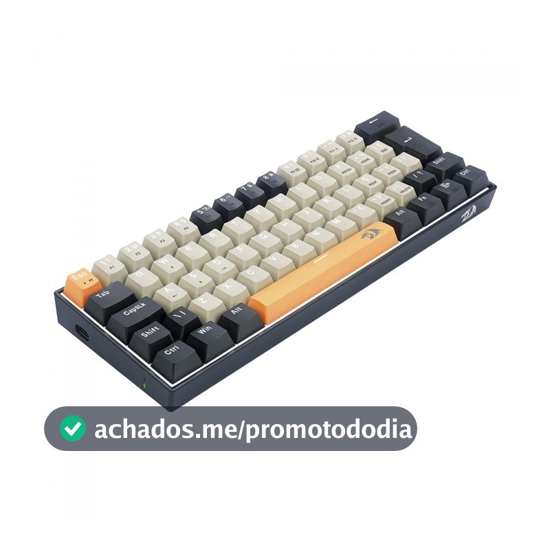TECLADO GAMER REDRAGON LAKSHMI LARANJA+CINZA+ PRETO COM SWITCH MARROM