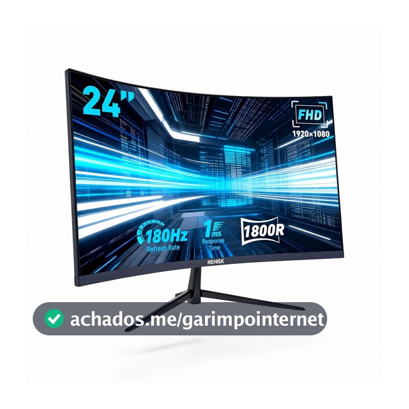 Monitor Gamer Curvo 24” FHD 180Hz 1ms, Tela 1800R, FreeSync e G-Sync Compatível, Alto-Falantes Integrados, HDMI 2.0, DP 1.4, VESA e Luz Azul