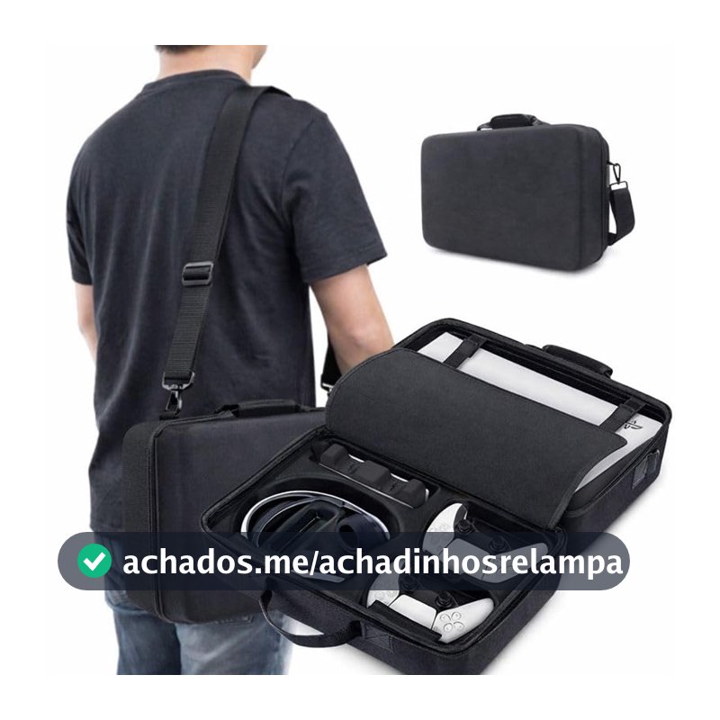 Case de Transporte Compatível com PS5 à Prova d’Água, Estojo Rígido com Alça de Mão e Ombro, Proteção Contra Impactos, Arranhões e Poeira, Ideal para Console e Acessórios