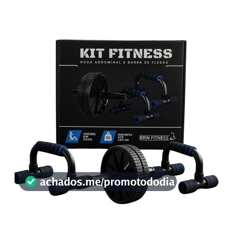 Kit Ginastica Rolinho De Abdominal + Suporte Pra Flexão BRN FITNESS, Treino Musculação Abdomen Lombar Peito Braço