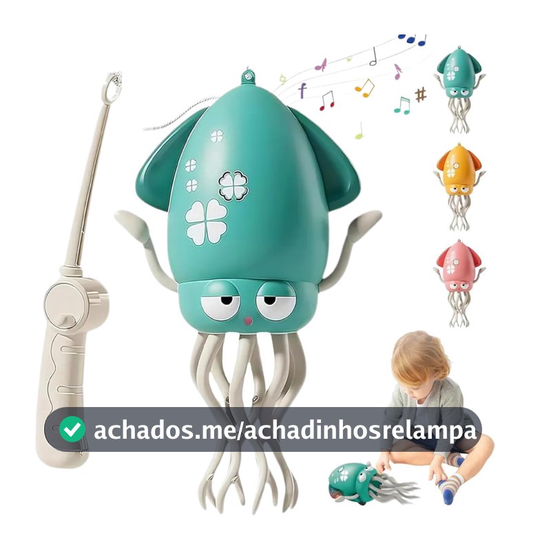 Brinquedo Interativo Lula Polvo Elétrico Dançante com Luzes, Música e Cabo USB – Divertido e Educativo para Crianças (Verde)