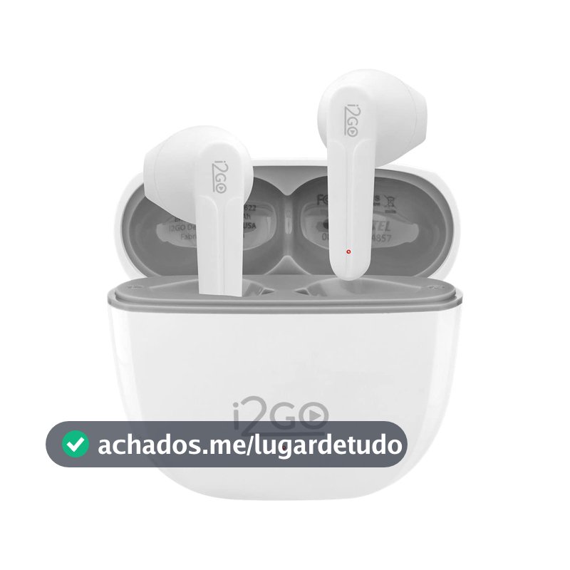 I2GO, Fone De Ouvido, TWS, Bluetooth, 20 Horas totais de Bateria, ENC, Air Sound Go 2.0, Branco, i2GO PRO