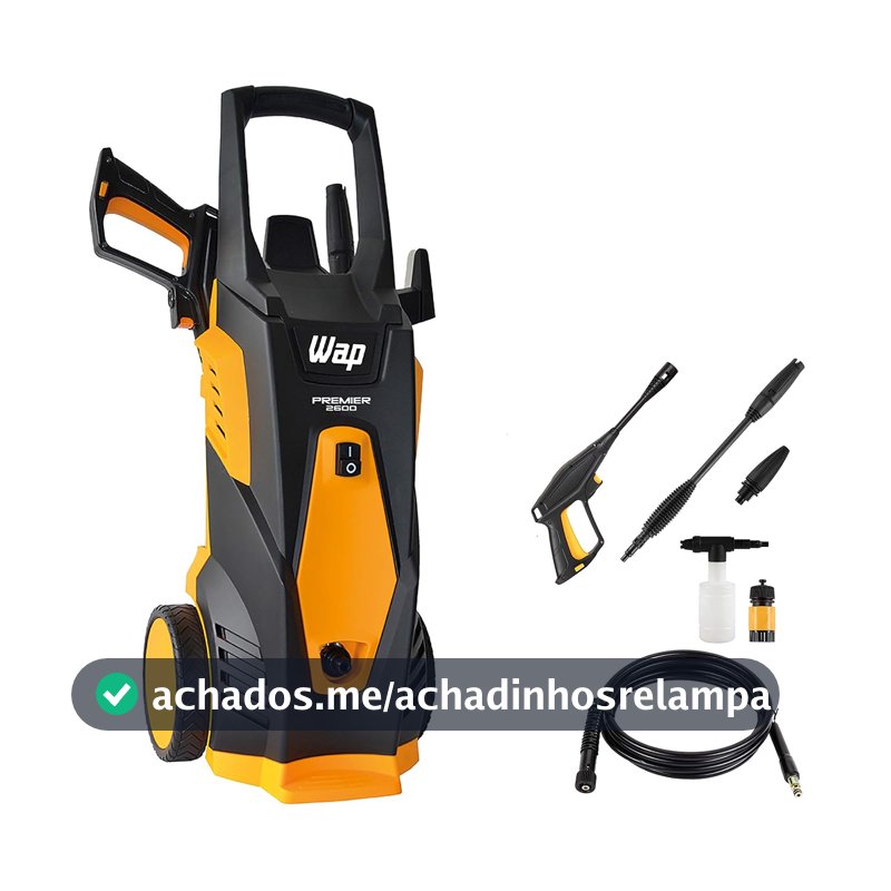 WAP Lavadora de Alta Pressão PREMIER 2600, 360L/h, com Bico Turbo, Jato em Leque e Concentrado, 2000psi 1800W 220V
