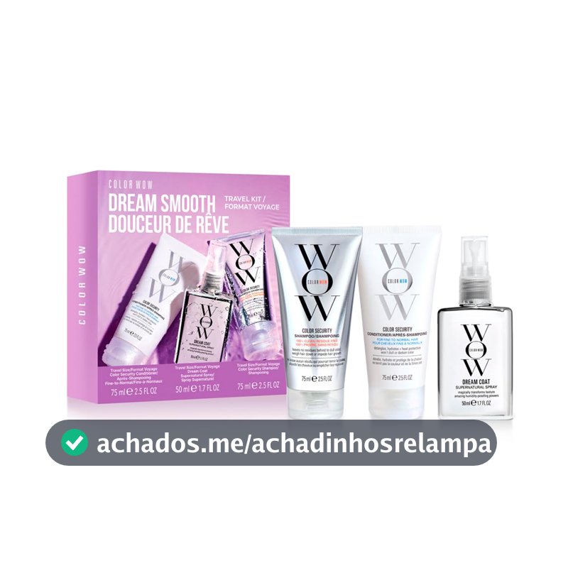 Color Wow Dream Smooth Kit Anti-Frizz com Shampoo Condicionador Spray 200ml
