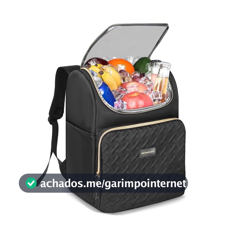 INSMEER Bolsa Térmica tipo Mochila Portátil 35 Latas, à Prova d’Água e Vazamentos, Cooler Térmico para Cerveja, Praia, Viagem, Piquenique e Camping