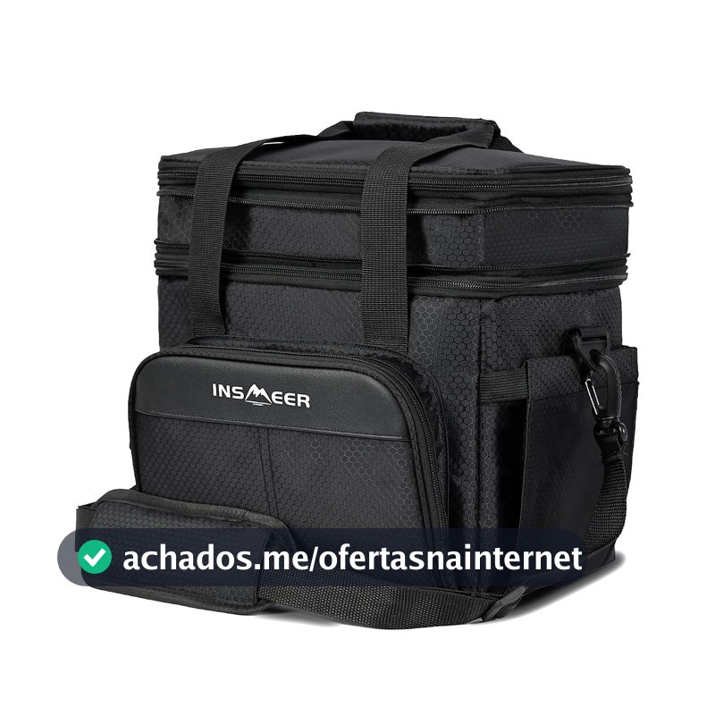 INSMEER Bolsa Termica Grande -Lancheira De 20 Litros - À Prova De Vazamentos - Alça De Ombro - Feminino/Homem - Projetadopara Trabalho, Escola, Uso Externo. (Preto)