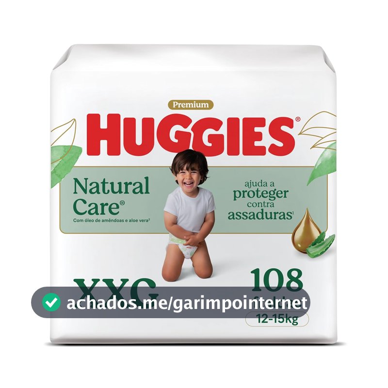 Huggies Fralda Descartável Premium Natural Care XXG - 108 Un