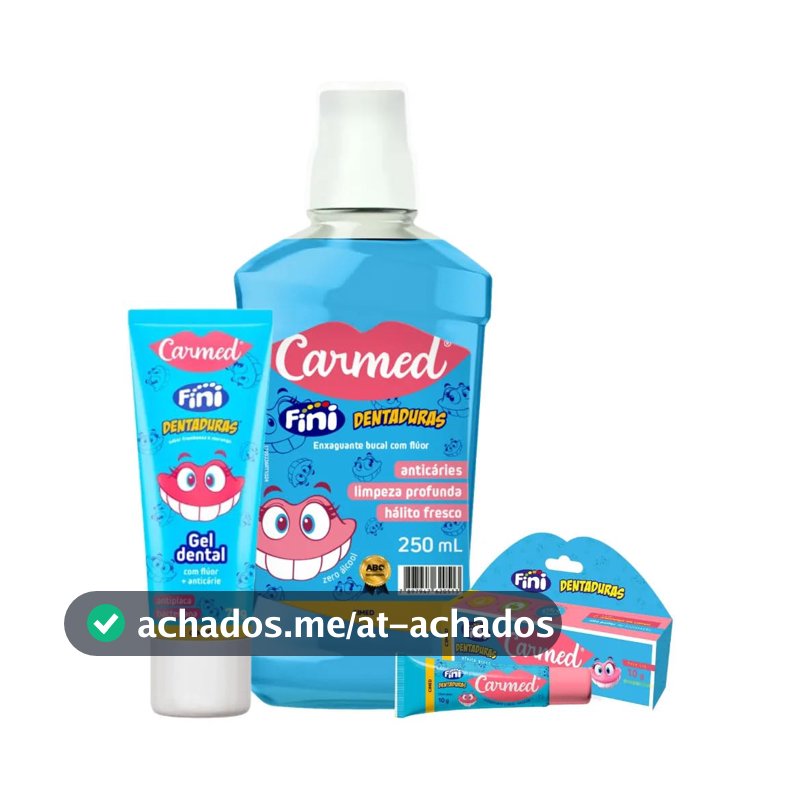 Kit Enxaguante Bucal + Gel Dental + Carmed Dentadura
