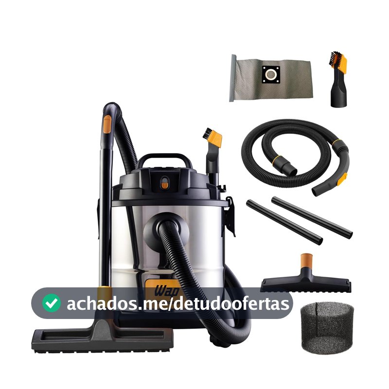 WAP Aspirador de Pó e Água Barril GTW INOX 20, Compacto, 20 Litros, com Filtro Lavável, 160mbar 1600W 220V
