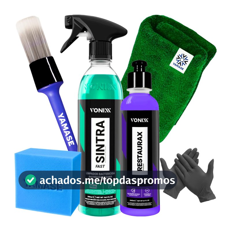 Kit Limpeza Interna de Painel E Revitalização de plasticos Restaurax 240ML Sintra Fast Vonixx Acessorios Yamase