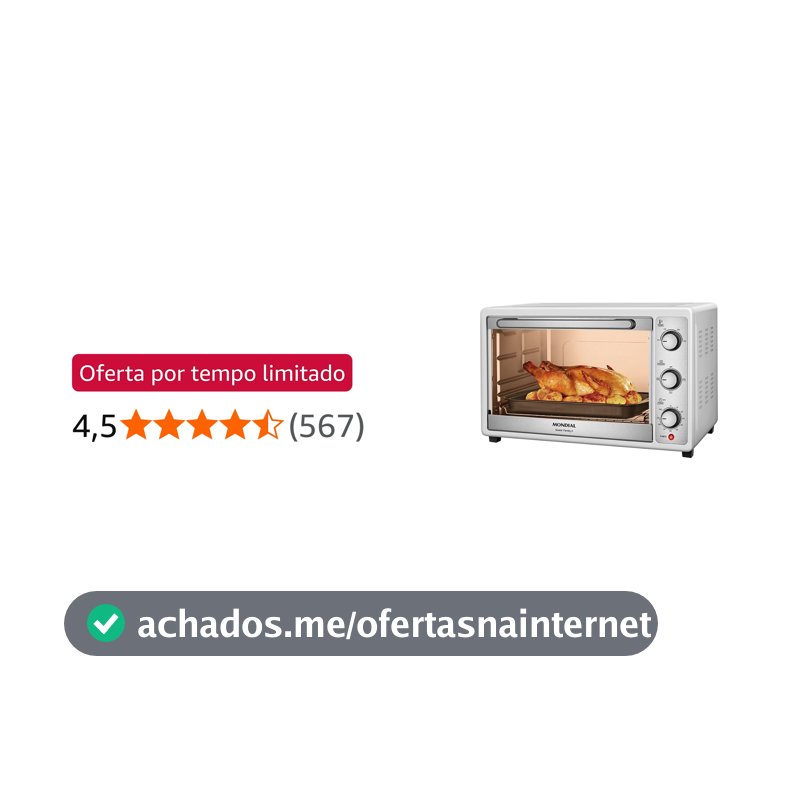 MONDIAL Forno Elétrico 52L Grand Family II, Branco/Inox, 1800W, 220V - FRN-52-W