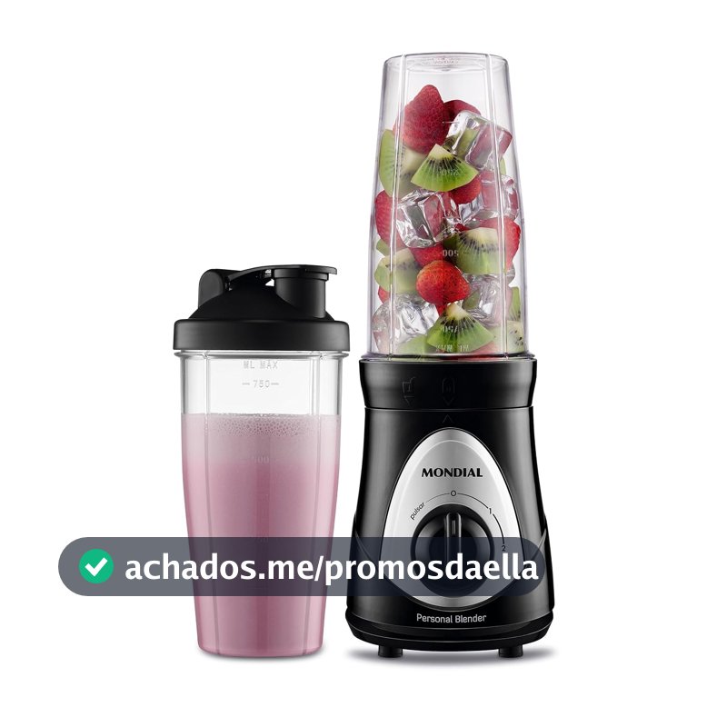 MONDIAL Personal Blender, Preto/Prata, 300W, 110V - DG-01
