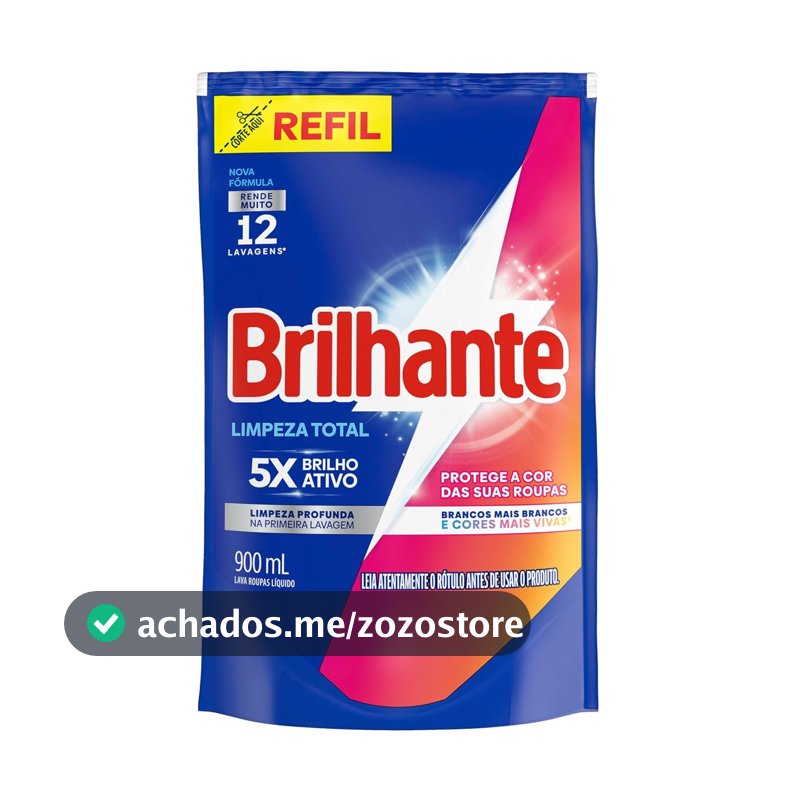 Brilhante Sabão Liquido Limpeza Total Refil 900 Ml