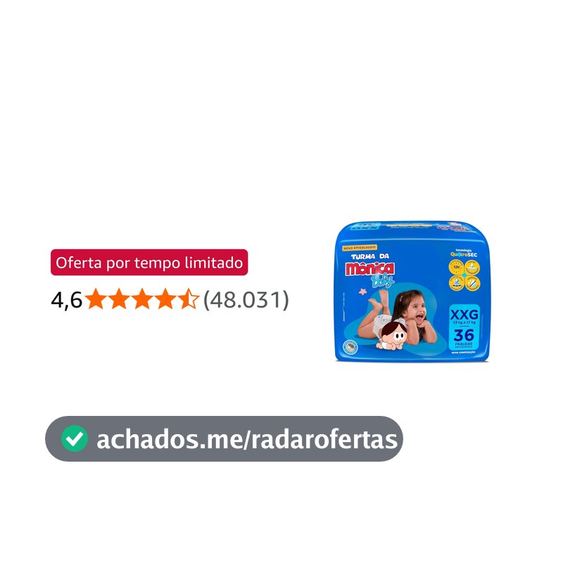 Fralda Turma da Mônica Baby Mega XXG 36 Unidades