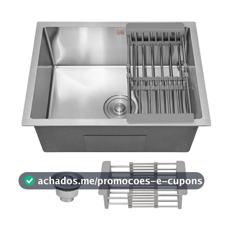HOLTTER Kit Cuba Cozinha Gourmet Aço Inox 304 Resistente Corrosão Acompanha Cesto Escorredor Elegante Chique Fácil Limpeza Antirruído Embutir Sobrepor Cozinha Ilha Espaço Gourmet (Preta)