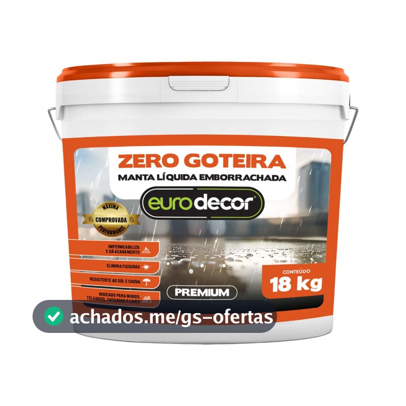 Manta Liquida Emborrachada Premium Euro Decor Zero Goteira 18KG Contra Fissuras Trincas Infiltrações (Gelo)