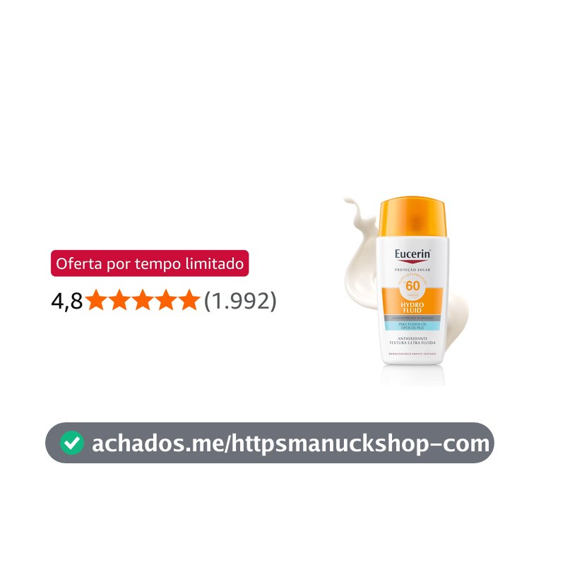 EUCERIN Protetor Solar Facial Ultra Fluido FPS 60 50ml, Hydro Fluid, Antioleosidade, Antioxidante, Rosto, Proteção UVA, UVB e Luz Visível