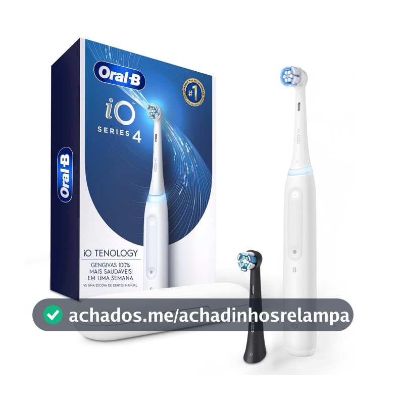 Oral-B Escova de Dente Elétrica iO4, 1 Cabo + 2 Refis + Carregador Bivolt
