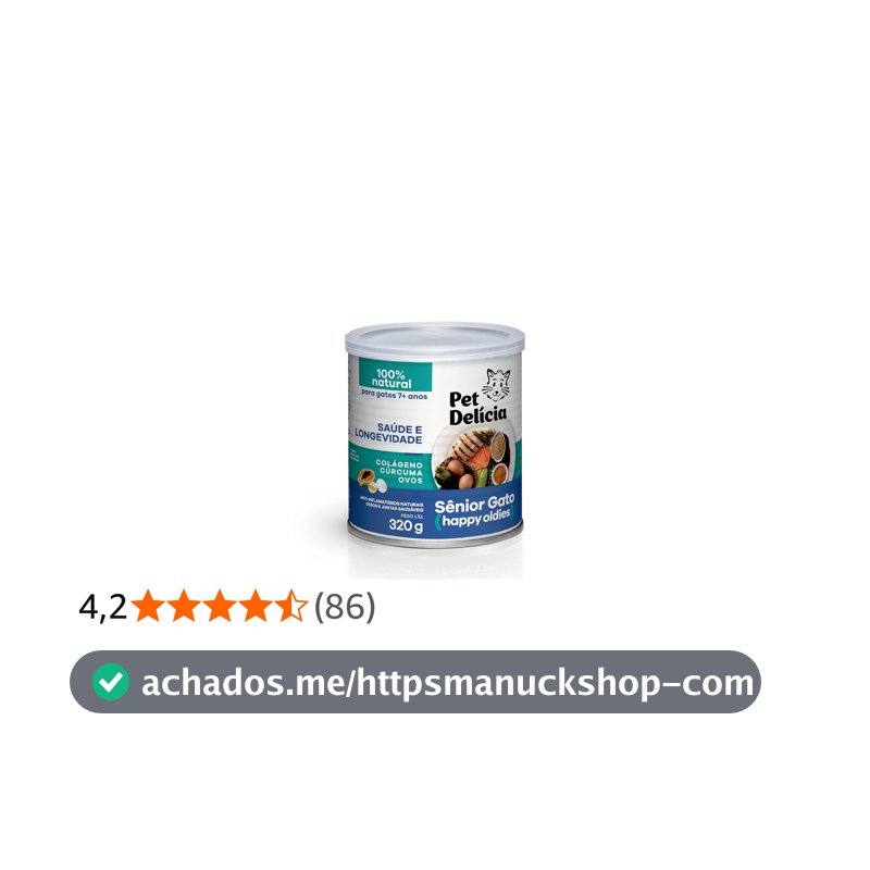 Pet Delícia Sênior Gato 320g, Ração Úmida para Gatos