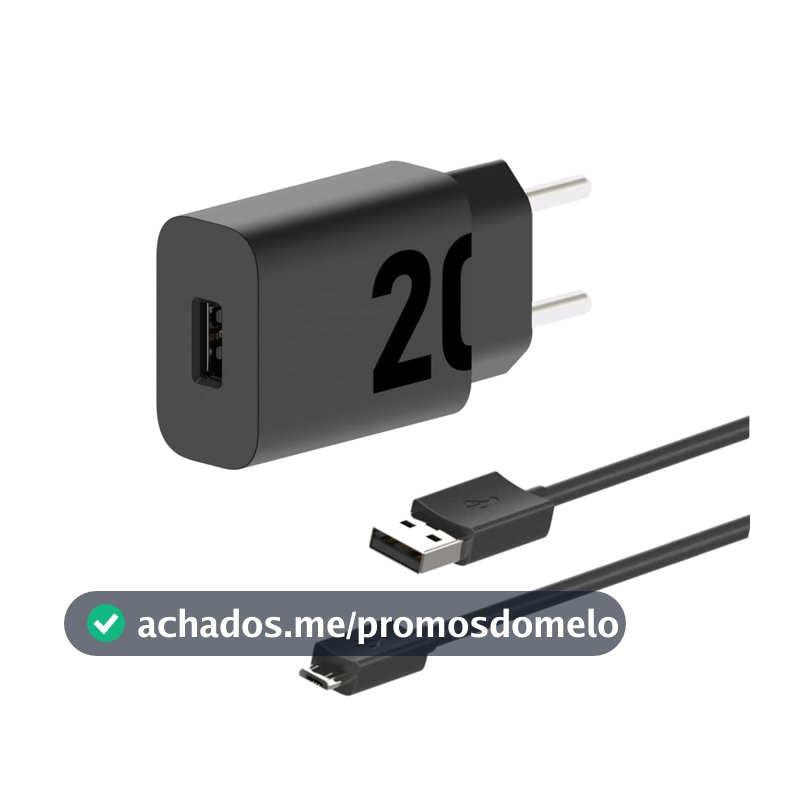 Motorola, Carregador Turbo Power 20W, Cabo 1 Metro, Porta USB-A, Cabo Micro-USB