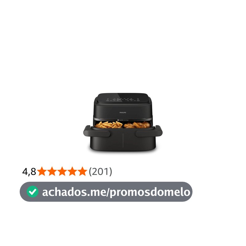 Philips Walita Fritadeira Airfryer Duplo Cesto 7,1L, Preta, 220V