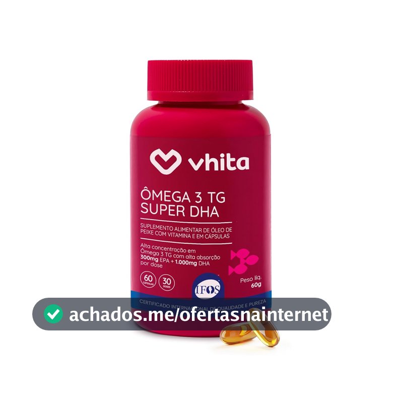 Ômega 3 DHA 1000mg TG com Selo Ifos Vitamina E 60 cápsulas Vhita