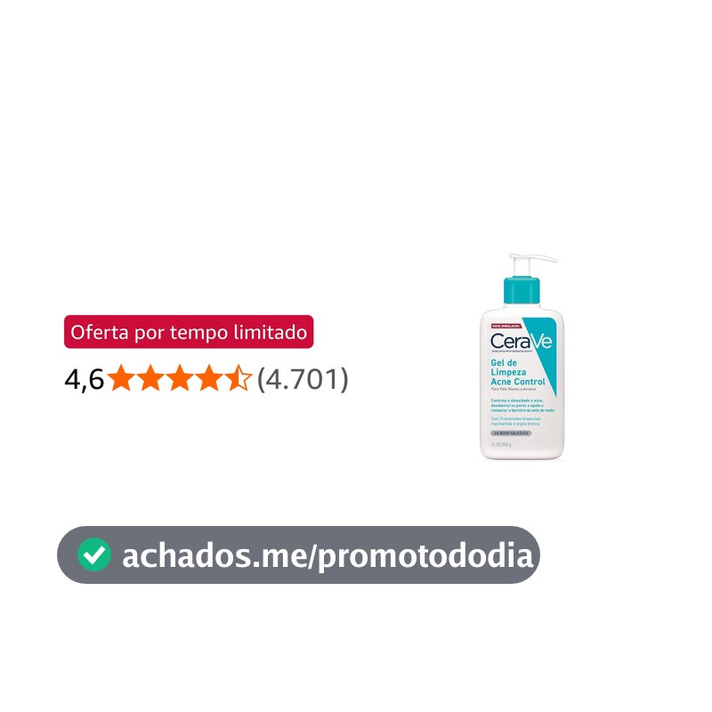 CeraVe Acne Control Refil Gel de Limpeza Facial, Pele Normal a Oleosa, 60g