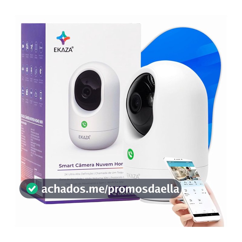 Câmera Inteligente Full HD Compatível com Alexa Babá Eletrônica Botão de Chamada Visão Noturna e Monitoramento Inteligente Detecção de Movimentos Armazenamento na Nuvem