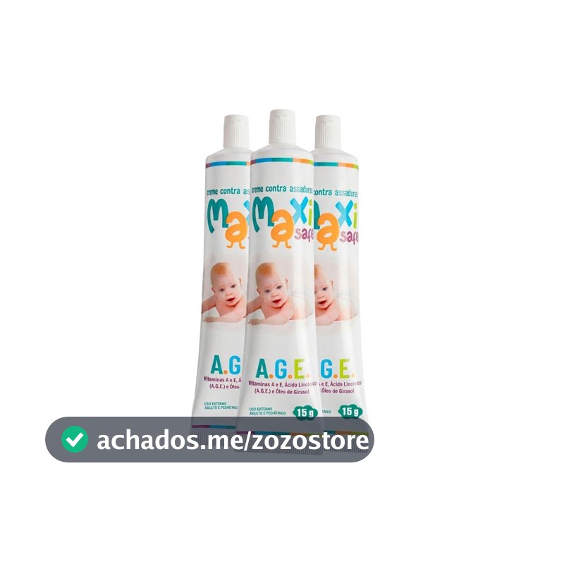kit com 3 Creme Pomada de Assadura Para Bebe Maxi Baby Vitamina A.E com Óleo de Girassol A.G.E - 15g Cada Total 45g