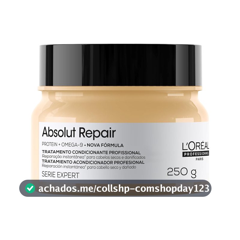 L'Oréal Professionnel Máscara Capilar Absolut Repair, Tratamento Capilar Proteico Para Nutrição Profunda, Hidrata, Repara Danos e Acrescenta Brilho, Para Cabelos Secos e Danificados