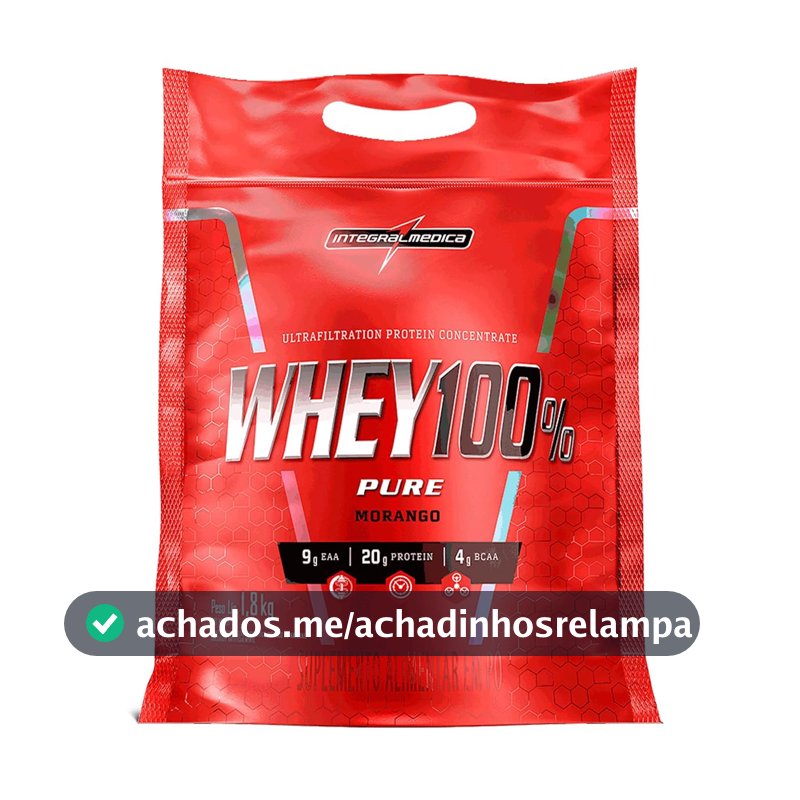 Integralmédica Whey 100% Pure Concentrado Morango 1,8kg